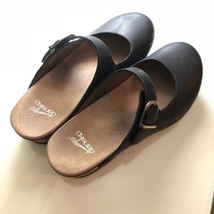Dansko Black leather clogs